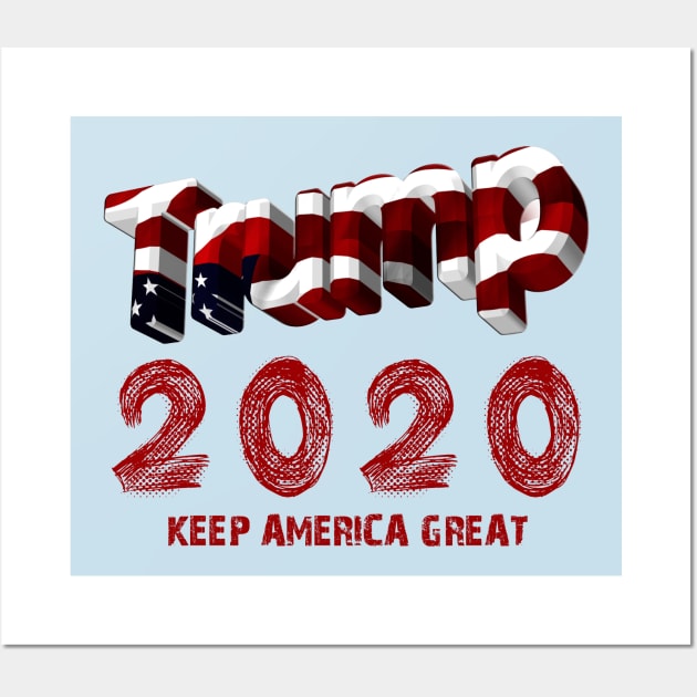 Trump 2020 Keep America Great USA Flag Wall Art by key_ro